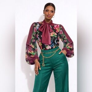 Floral Sheer Long Sleeve Top with Camisole 
Vibrant & Elegant